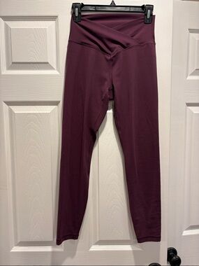 Women's Burgundy Cross-Over Waist Joggers